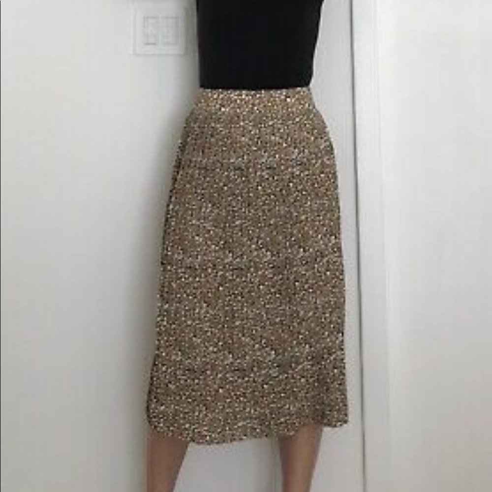 J Crew Pleated midi skirt in leopard print